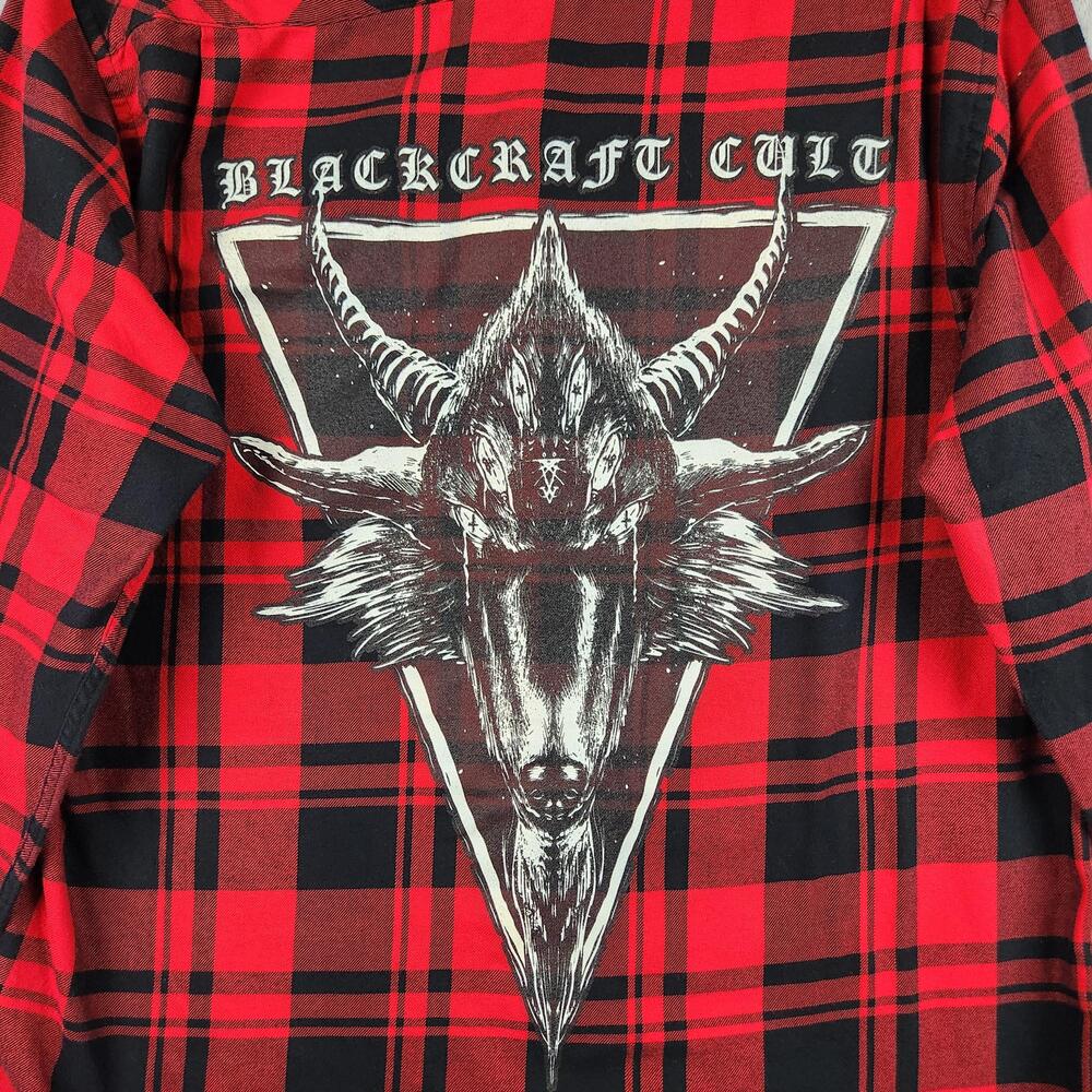Blackcraft Shirt Mens XL Red Black Plaid Flannel Button Long Sleeve Cult Goat